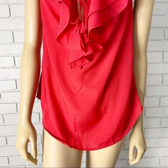 Mossimo Women's Top Red Sleeveless Ruffle Top - Picture 3 of 16